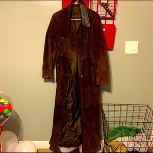Warm, rich suede and leather Winlit duster / maxi coat. Vintage style